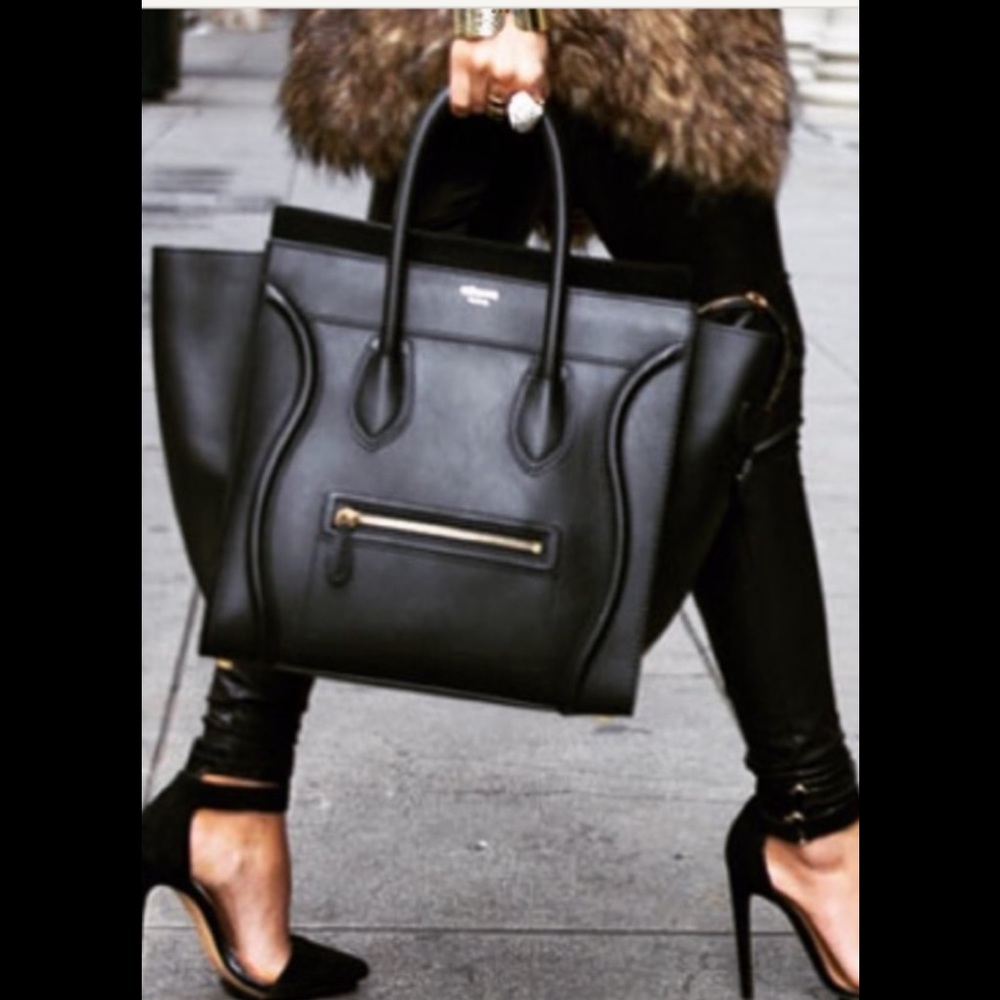 CELINE LARGE LUGGAGE TOTE NWOT BURGUNDY BROWN AND OLIVE GREEN - Picture 4 of 17
